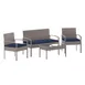 Flash Furniture JJ-S312-GYNV-GG 4-Piece Outdoor Patio Set, Navy Cushions, Rattan Finish, 43" Sofa, 30"H Chairs 1 image