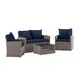 Flash Furniture JJ-S351-GYNV-GG 4-Piece Outdoor Patio Set, Navy Cushions, Rattan Finish, 22-1/2"W Chairs 1 image