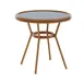 Flash Furniture SDA-AD641012-80-NVYWH-NAT-GG Lourdes 31.5" Round Bistro Table, 200 lb. Capacity, Navy/White PE Rattan, Natural Finish Bamboo Print Aluminum Frame 1 image