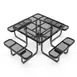 Flash Furniture SLF-EMS46-H60L-BK-GG 46" Round Outdoor Picnic Table, 300 lbs. Weight Capacity, Black Steel Frame 1 image