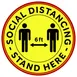 Winco PFD-12Y Social Distancing Floor Decal, 12" Diameter Round Anti-Slip High-Visibility, - 10/Pack 1 image