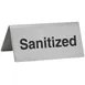 Winco SGN-106 Tent Sign, 3"W X 1-1/2"D X 1-1/4"H “Sanitized", Stainless Steel 1 image