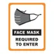 Winco WC-811 Window Cling, 8-1/2" x 11" Transparent Vinyl, Face Mask Required Sign - 2/Pack 1 image
