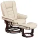 Flash Furniture BT-7818-BGE-GG Contemporary Swivel Recliner, 32.75W x 32-40D x 41H, Beige LeatherSoft, Mahogany Finish, Ottoman 1 image