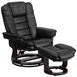 Flash Furniture BT-7818-BK-GG Contemporary Swivel Recliner, 32-3/4"W, Black LeatherSoft, 41"H, Wood Base with Mahogany Finish 1 image