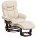 Flash Furniture BT-7821-BGE-GG Contemporary Swivel Recliner, 33"W x 34"-44.5"D x 41.25"H, Beige LeatherSoft, Wood Base with Mahogany Finish 1 image