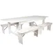 Flash Furniture XA-FARM-2-WH-GG Hercules Series Folding Farm Table Set, 96"W, Antique Rustic White, Seats 8 Adults 1 image
