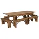 Flash Furniture XA-FARM-3-GG Hercules Series 96" Folding Farm Table Set, Antique Rustic, Seats 12, Solid Pine 1 image