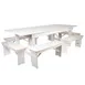 Flash Furniture XA-FARM-3-WH-GG Hercules Series Folding Farm Table Set, Antique Rustic White, 96"W x 40"D, Seats 12 Adults 1 image