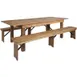 Flash Furniture XA-FARM-4-GG Hercules Series Folding Farm Table Set, 96x40, Antique Rustic, Seats 8 Adults 1 image