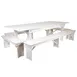 Flash Furniture XA-FARM-5-WH-GG Hercules Series Folding Farm Table Set, Antique Rustic White, 96"W x 40"D, Seats 8 Adults 1 image