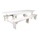 Flash Furniture XA-FARM-6-WH-GG Hercules Series Folding Farm Table Set, Antique Rustic White, 108"W x 40"D, Seats 8 Adults 1 image