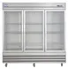 Hubert 48853 81.3" 3-Glass Door Reach-In Refrigerator, 72 cu. ft., Stainless Steel, Bottom Mounted 1 image