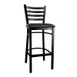 Omcan USA 47592+76554 Ladder Back Bar Stool, Upholstered Vinyl Seat, Metal Frame, Black 1 image