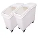 Omcan USA 80985 - 21 Gal White Food Plastic Mobile Bins with Cover, NSF, Casters, Scoops - 2/Set 1 image