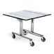 Forbes Industries 4961 Room Table 35-1/2"x39" Rect Lam, Leaves, 4 Wheels 2 Brakes, Shelves, SS Frame 1 image
