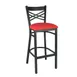 Hubert 32Q-079 CenPro Bar Height Table Set, 24" Round Table Top, 42" Height, Black/Cherry Finish, 4 Red Cross-Back Chairs 2 image