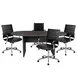 Flash Furniture BLN-6GCGRY595M-BK-GG 72" Oval Lake Table Set, 4 Mid-Back Black LeatherSoft Chairs, 250 lb Weight Capacity 1 image