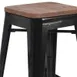 Flash Furniture CH-31320-24-BK-WD-GG Black Backless Counter Height Bar Stool, 500 lb. Weight Capacity, Wood Seat, Galvanized Steel Frame 2 image