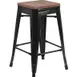 Flash Furniture CH-31320-24-BK-WD-GG Black Backless Counter Height Bar Stool, 500 lb. Weight Capacity, Wood Seat, Galvanized Steel Frame 1 image