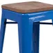 Flash Furniture CH-31320-24-BL-WD-GG Blue Backless Bar Stool, 500 lb. Weight Capacity, Wood Seat, Galvanized Steel Frame 2 image