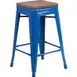 Flash Furniture CH-31320-24-BL-WD-GG Blue Backless Bar Stool, 500 lb. Weight Capacity, Wood Seat, Galvanized Steel Frame 1 image