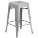 Flash Furniture CH-31320-24-SIL-GG Counter Height Backless Bar Stool, 500 lb. Weight Capacity, Silver Finish 1 image