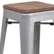 Flash Furniture CH-31320-24-SIL-WD-GG Silver Backless Bar Stool, 500 lb. Weight Capacity, Stacking, Wood Seat, Galvanized Steel Frame 2 image