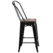 Flash Furniture CH-31320-24GB-BK-WD-GG Counter Height Bar Stool, 500 lb. Weight Capacity, Black Metal Back, Wood Seat, Stacking 2 image