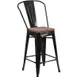 Flash Furniture CH-31320-24GB-BK-WD-GG Counter Height Bar Stool, 500 lb. Weight Capacity, Black Metal Back, Wood Seat, Stacking 1 image
