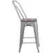 Flash Furniture CH-31320-24GB-SIL-WD-GG Silver Counter Height Bar Stool, 500 lb. Weight Capacity, Metal Back, Wood Seat 2 image