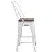 Flash Furniture CH-31320-24GB-WH-WD-GG Counter Height Bar Stool, 500 lb. Weight Capacity, White Powder Coat Finish, Metal Back, Wood Seat 2 image