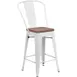 Flash Furniture CH-31320-24GB-WH-WD-GG Counter Height Bar Stool, 500 lb. Weight Capacity, White Powder Coat Finish, Metal Back, Wood Seat 1 image