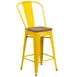 Flash Furniture CH-31320-24GB-YL-WD-GG Counter Height Yellow Bar Stool, 500 lb. Capacity, Metal Back, Textured Wood Seat 1 image