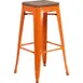 Flash Furniture CH-31320-30-OR-WD-GG Orange Backless Stacking Bar Stool, 500 lb. Weight Capacity, Wood Seat, Galvanized Steel Frame 1 image