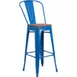 Flash Furniture CH-31320-30GB-BL-WD-GG Blue Bistro Bar Stool, 500 lb. Weight Capacity, Metal Back, Wood Seat, Stacking 1 image