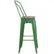 Flash Furniture CH-31320-30GB-GN-WD-GG Green Bistro Bar Stool, 500 lb. Weight Capacity, Metal Back, Wood Seat 2 image