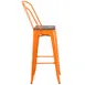 Flash Furniture CH-31320-30GB-OR-WD-GG Orange Bistro Bar Stool, 500 lb. Weight Capacity, Metal Back, Wood Seat, Stacking 2 image