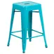Flash Furniture ET-BT3503-24-CB-GG Crystal Blue Stacking Bar Stool, 500 lb. Weight Capacity, Counter Height, Backless, Galvanized Steel 1 image