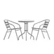 Flash Furniture TLH-071RD-017CSV2-GG Lila 23-3/4" Glass Top Metal Table Set with 2 Silver Aluminum Slat Stack Chairs 1 image
