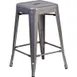 Flash Furniture XU-DG-TP0004-24-GG Backless Stacking Bar Stool, 500 lb, Galvanized Steel, Silver Finish 1 image