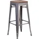 Flash Furniture XU-DG-TP0004-30-WD-GG 30-1/4" Backless Stacking Bar Stool, Wood Seat, 500 lb, Silver 1 image