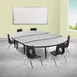 Flash Furniture XU-GRP-12CH-A3060CON-60-GY-T-P-GG Emmy Activity Table & Chair Set, Oval Laminate Top, 86x60, 6 Stack Chairs, Gray/Black 2 image