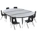 Flash Furniture XU-GRP-12CH-A3060CON-60-GY-T-P-GG Emmy Activity Table & Chair Set, Oval Laminate Top, 86x60, 6 Stack Chairs, Gray/Black 1 image