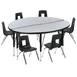 Flash Furniture XU-GRP-14CH-A48-HCIRC-GY-T-P-GG Emmy Activity Table & Chair Set, Round 48" Table, 6 Stack Chairs, Adjustable Height 1 image
