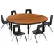 Flash Furniture XU-GRP-14CH-A60-HCIRC-OAK-T-P-GG Emmy Activity Table & Chair Set, Round 60" Table, Adjustable Height, 6 Stack Chairs, Oak/Black 1 image