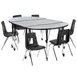 Flash Furniture XU-GRP-16CH-A3048CON-48-GY-T-A-CAS-GG Emmy Activity Table & Chair Set, Oval Laminate Top, 76"W x 47.5"D, 6 Stack Chairs, Gray/Black 1 image