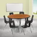 Flash Furniture XU-GRP-16CH-A48-HCIRC-OAK-T-A-GG Emmy Activity Table & Chair Set, Round 48" Table, 6 Stack Chairs, Adjustable Height 2 image