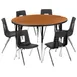 Flash Furniture XU-GRP-16CH-A48-HCIRC-OAK-T-A-GG Emmy Activity Table & Chair Set, Round 48" Table, 6 Stack Chairs, Adjustable Height 1 image