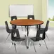 Flash Furniture XU-GRP-18CH-A48-HCIRC-OAK-T-A-CAS-GG Emmy Activity Table & Chair Set, Round 48" Table, 6 Stack Chairs, Adjustable Height 2 image